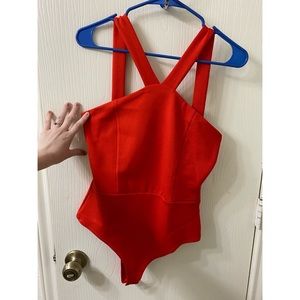 Red strappy bodysuit